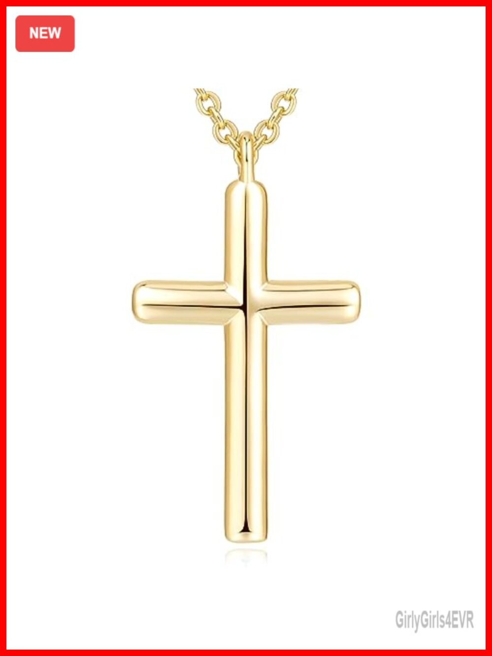 14K Gold Plated Cross Necklace with Lobster Clasp Pendant